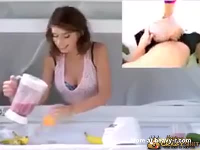 Girl masturbates food